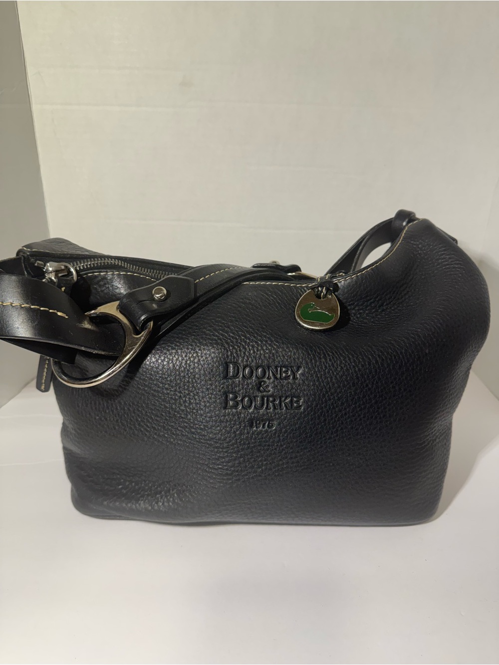 Dooney & Bourke 1975 Vintage Black Pebbled Leather Hobo Shoulder Bag